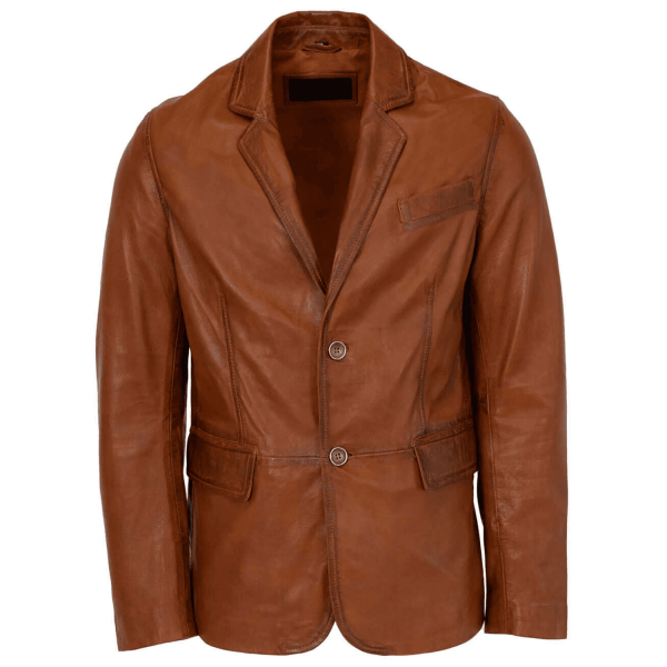 Mens leather classic blazer brandy Primo