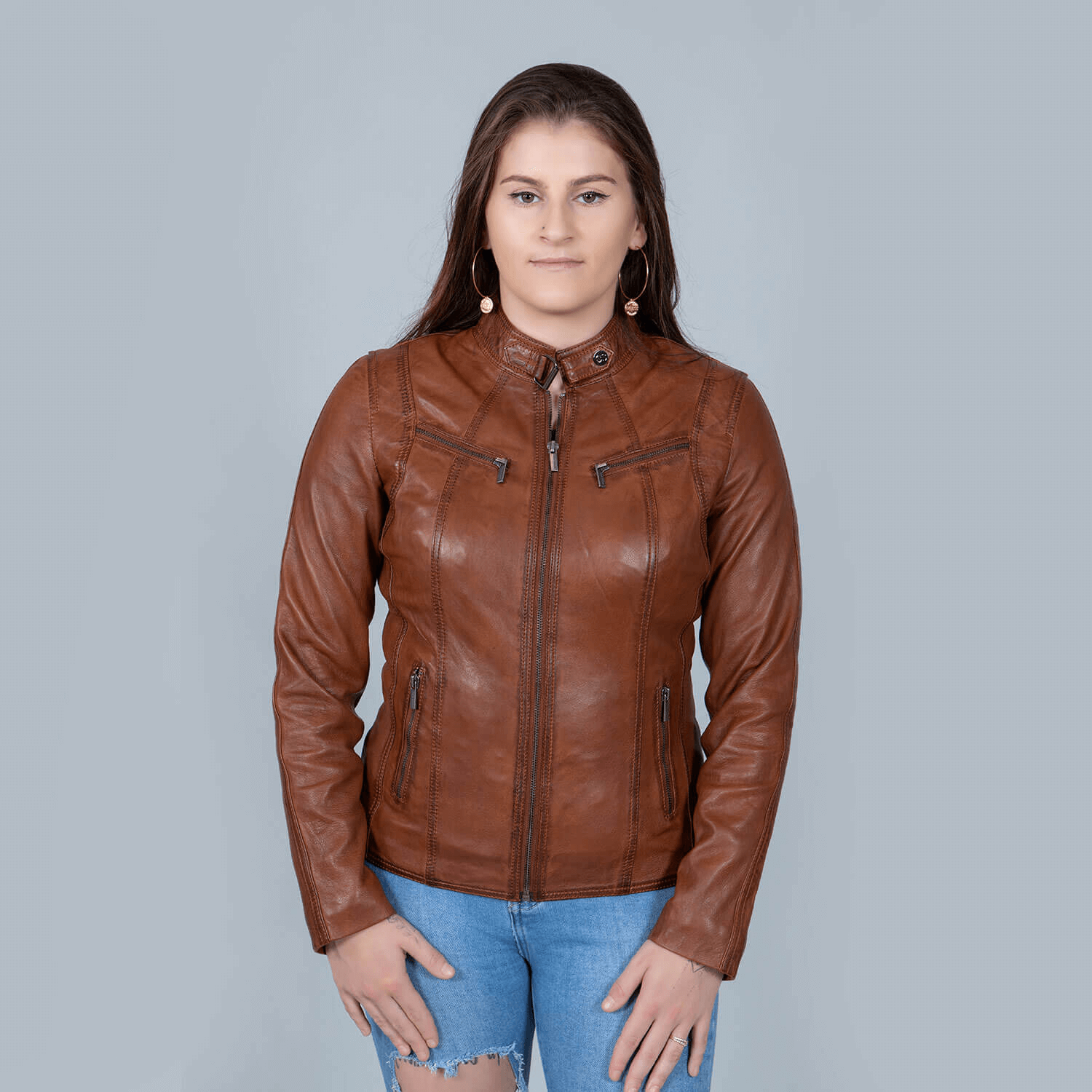 Womens leather jacket brandy 9902