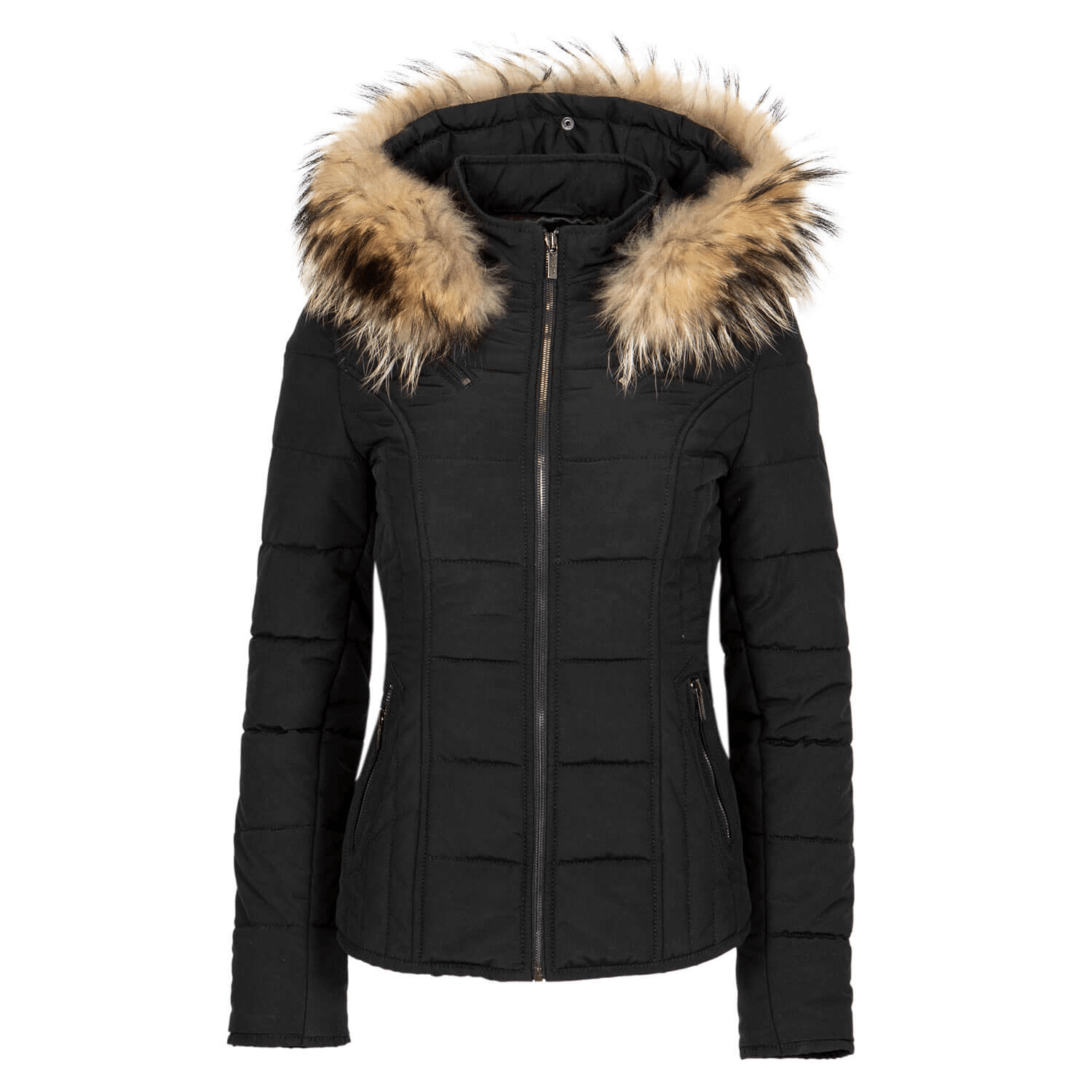 Womens winter puffer jacket black 009