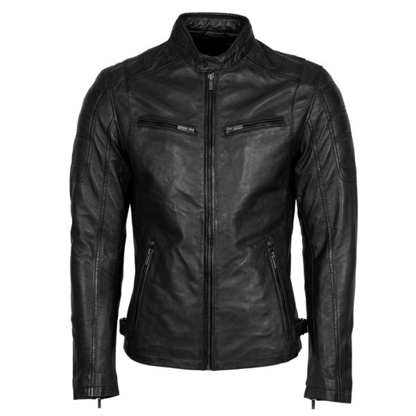 Mens leather jacket black 9903