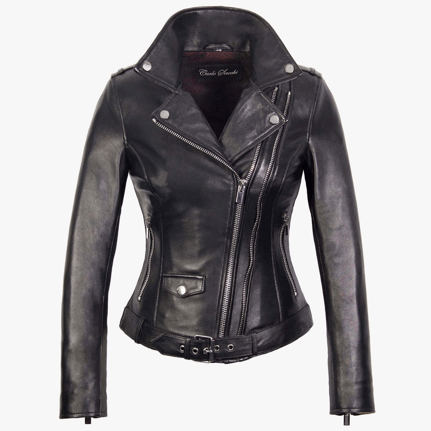 Ladies leather biker jacket perfecto black 9905