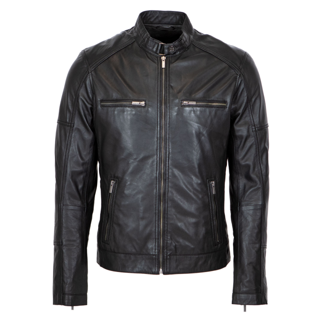 Mens leather jacket black N082