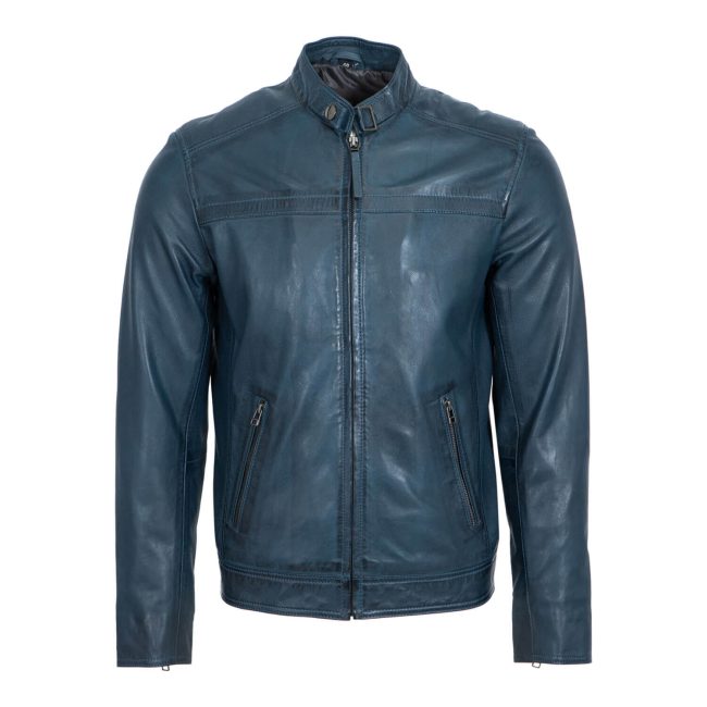 Men's leather jacket jeans blue Nda