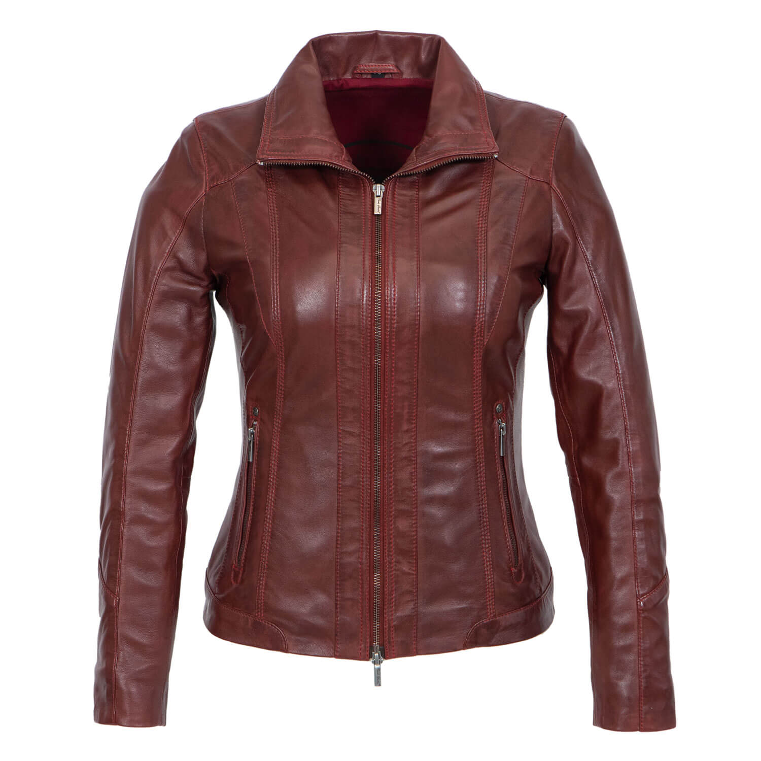 Womens leather jacket maroon Com 4