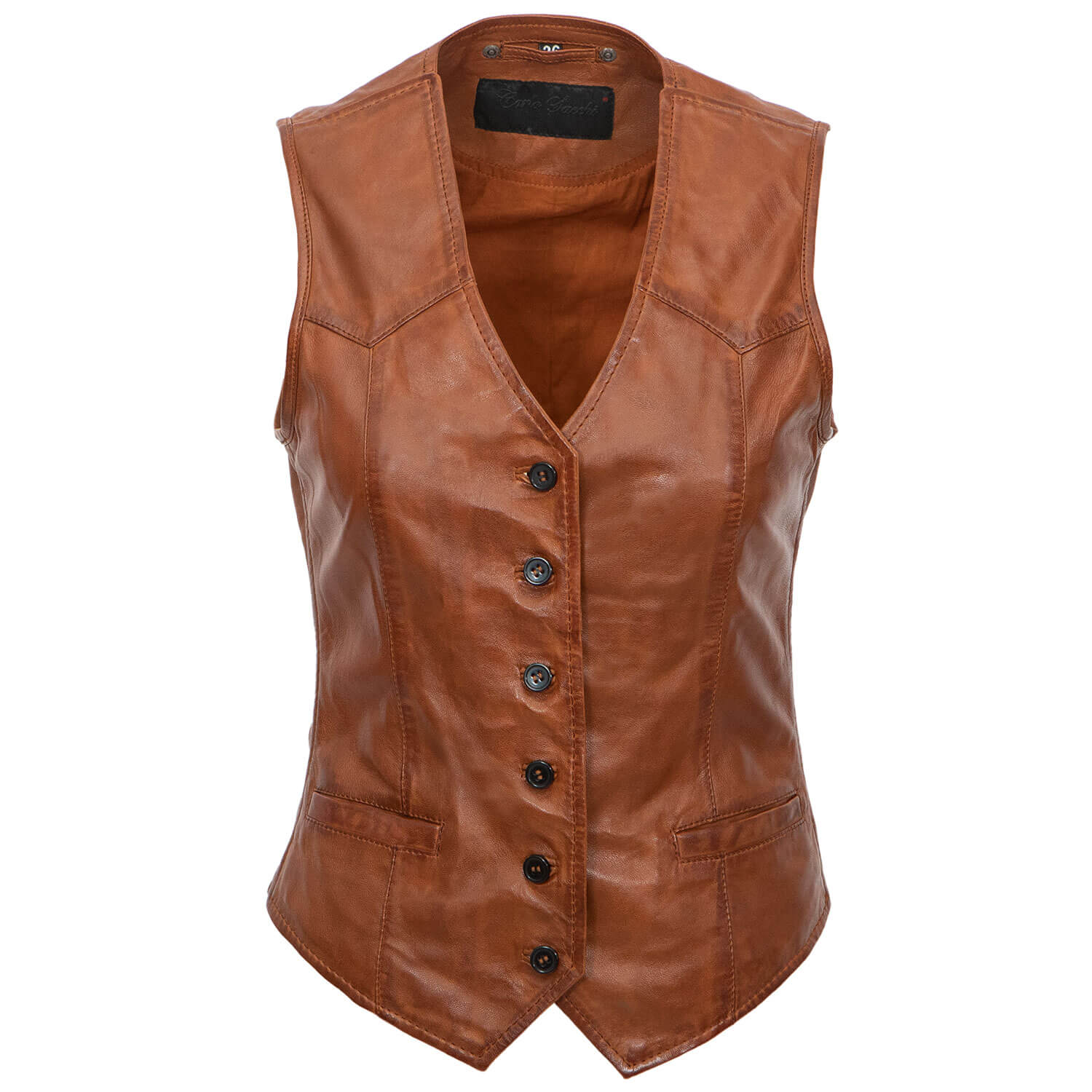 Ladies leather vest brandy Lady waistcoat