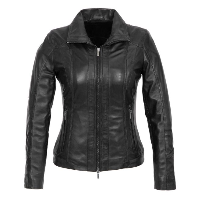 Womens leather jacket black Com 4