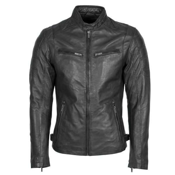 Mens leather jacket charcoal gray 9903