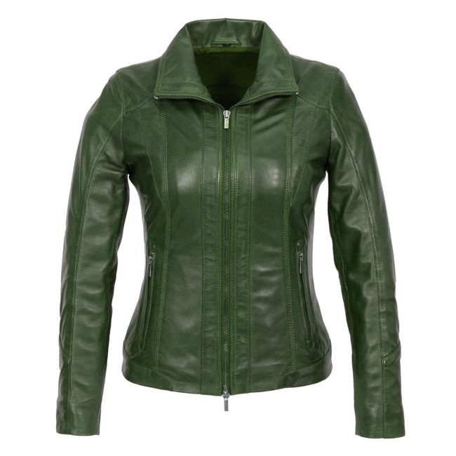 Womens leather jacket green Com 4