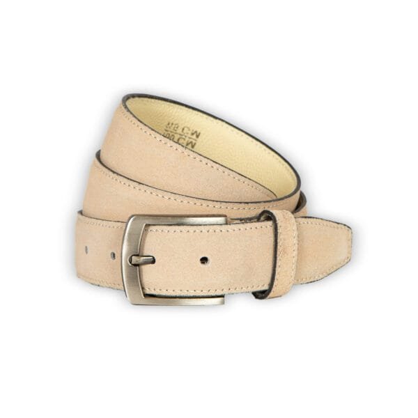 Men's Suede leather belt beige (35MM)