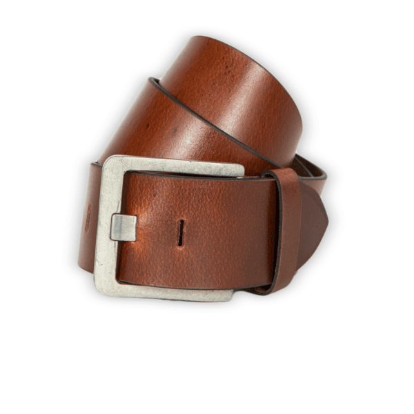 Men's hard waxed brandy Buffalo leather belt (60MM)