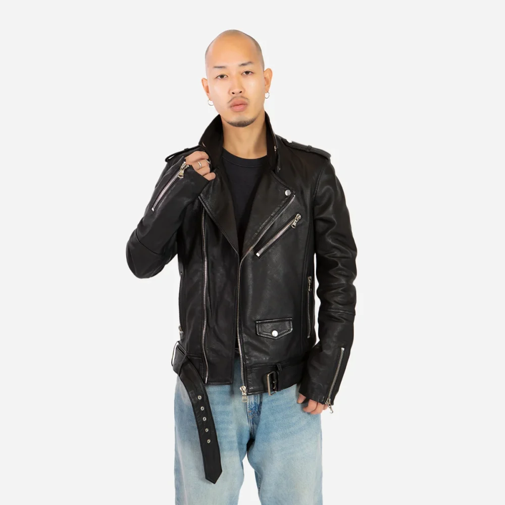 Mens leather biker jas perfecto black 9915