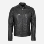 Mens leather jacket black N082