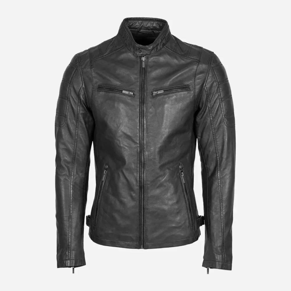 Mens leather jacket charcoal gray 9903