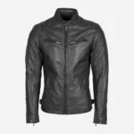 Mens leather jacket charcoal gray 9903