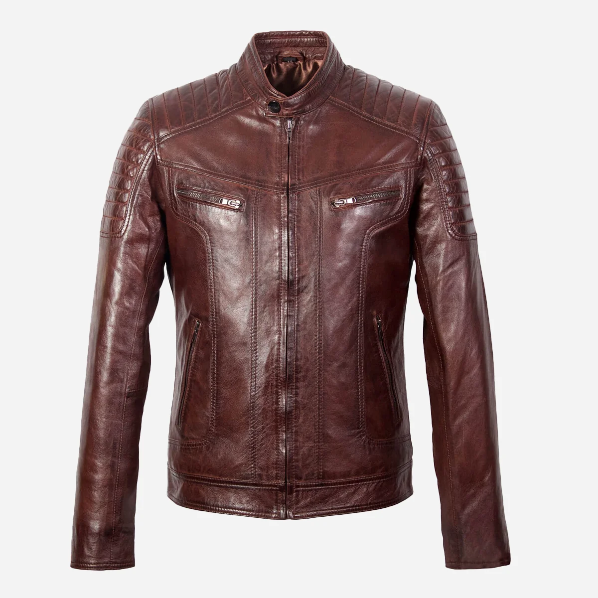 Mens leather jacket veg wood Ryan