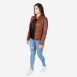 Ladies leather jacket brandy Chessy