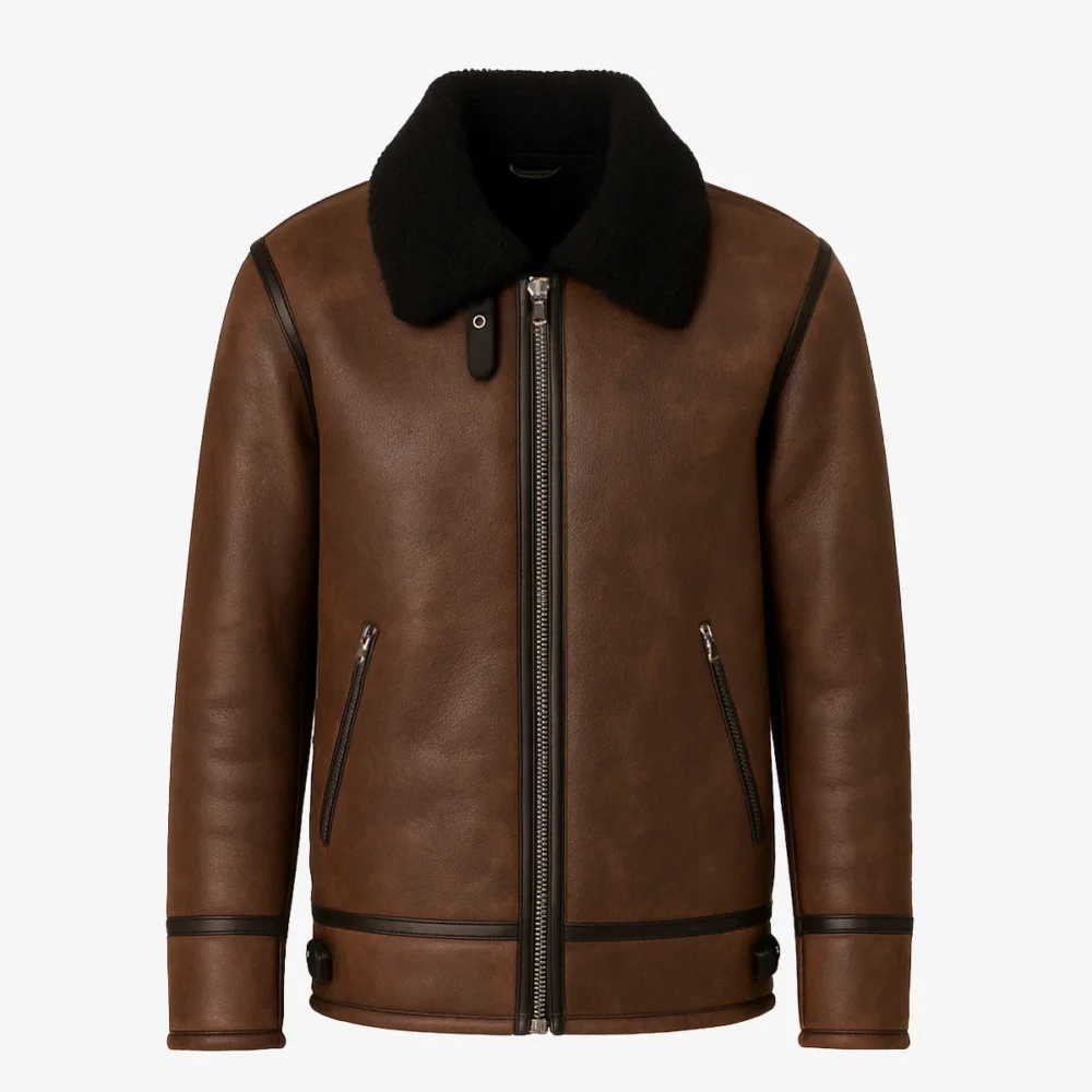 Men's shearling lammy coat dark brown Uk