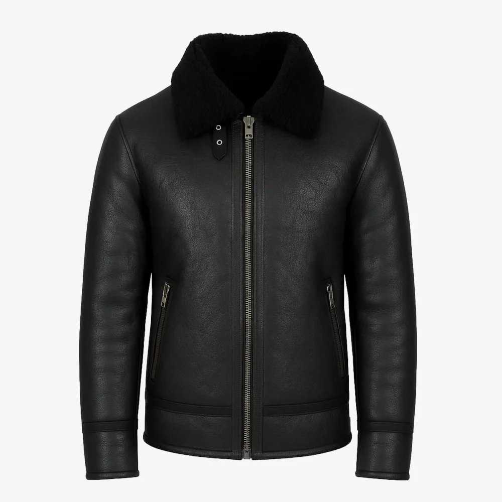 Men's shearling lammy coat black Uk