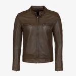 Men's leather jacket dark brown N082