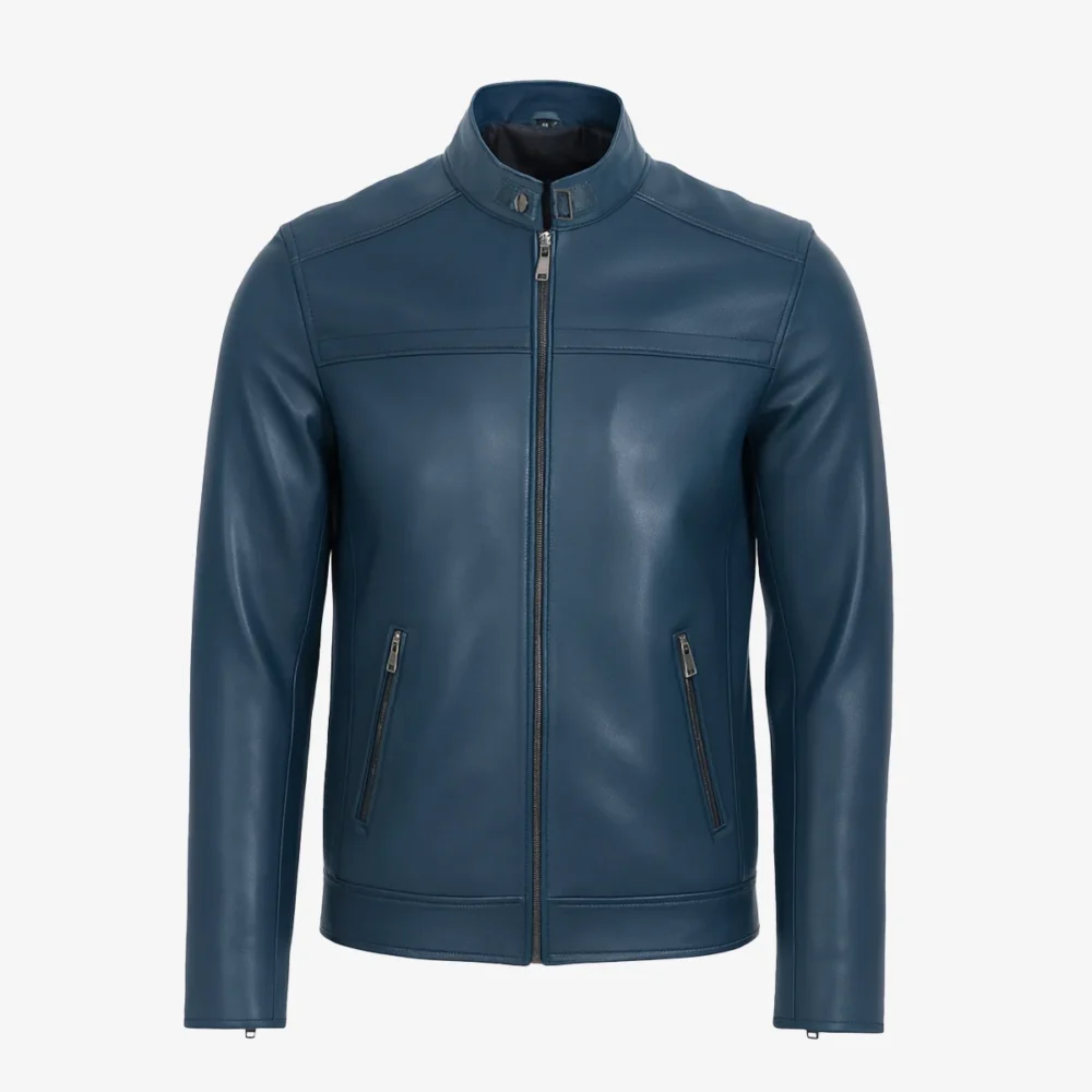 Men's leather jacket jeans blue Nda