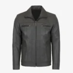 Mens leather jacket charcoal Da004