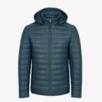 Mens leather puffer jacket jeans blue Basicmen