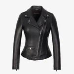 Ladies leather biker jacket perfecto black 9905