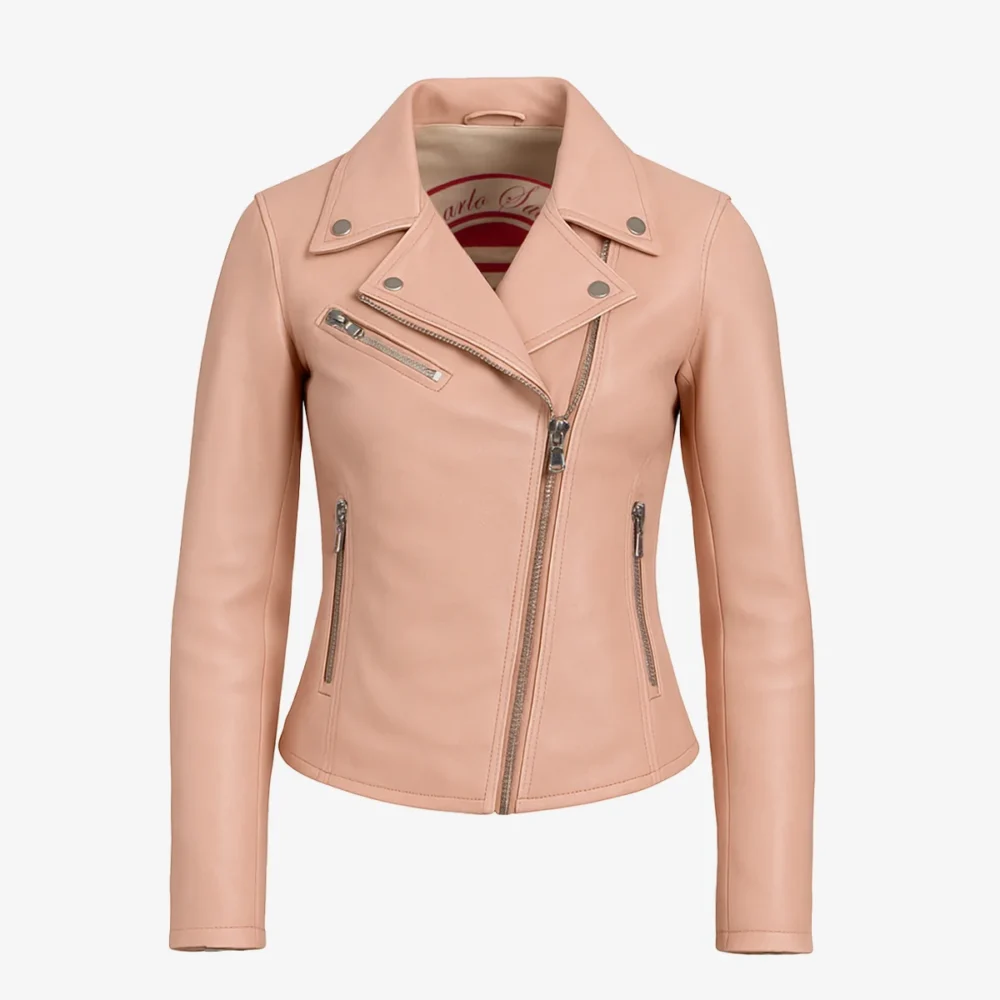 Ladies leather biker jacket peach Perfecto 24