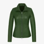 Womens leather jacket green Com 4