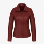 Womens leather jacket maroon Com 4