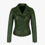 Ladies biker jacket green Perfecto in
