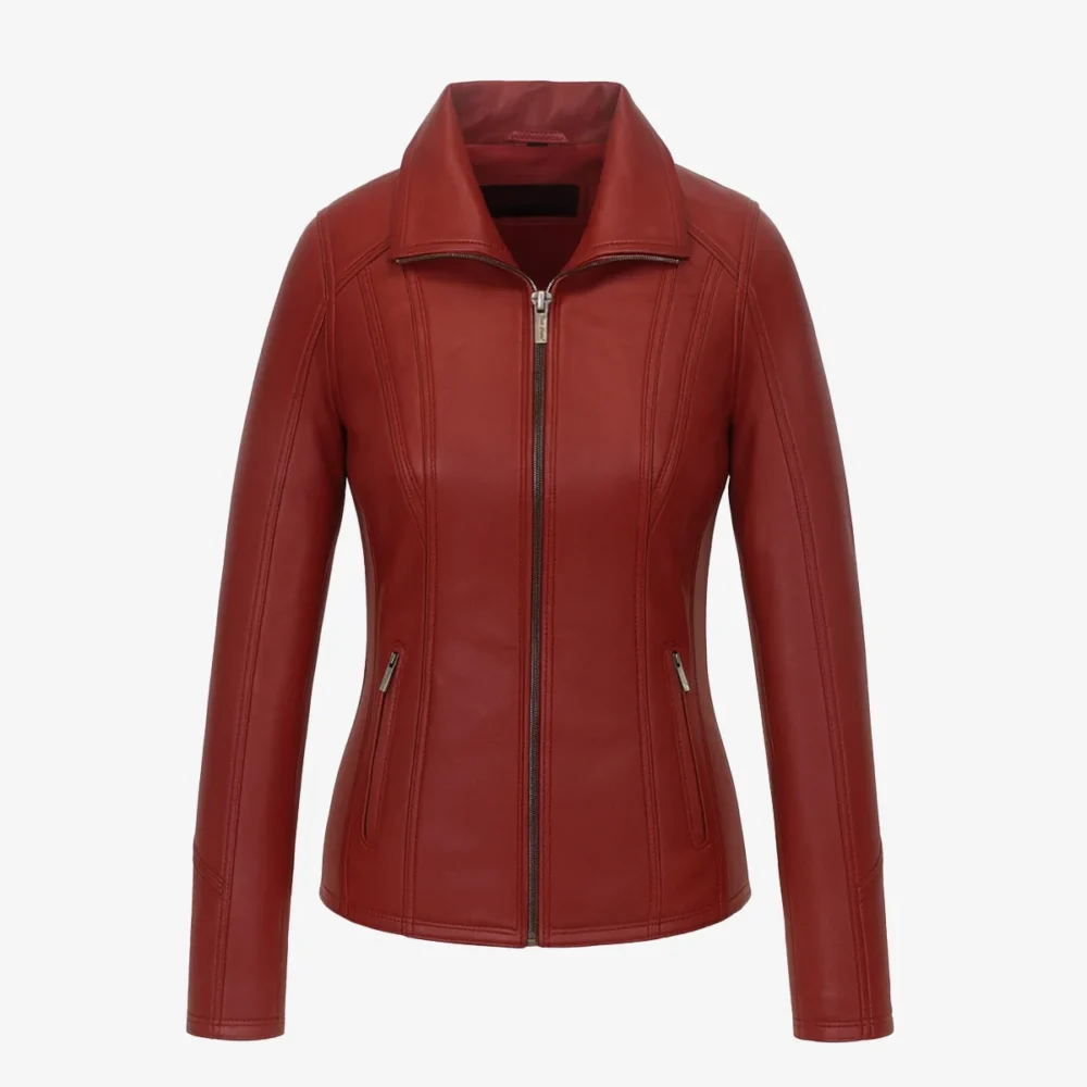 Women's Leather Jacket red 9938 A