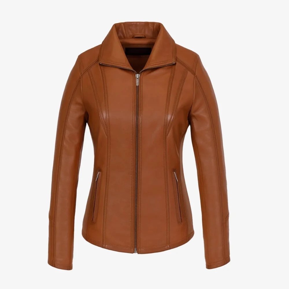 Women's leather jacket brandy 9938 A
