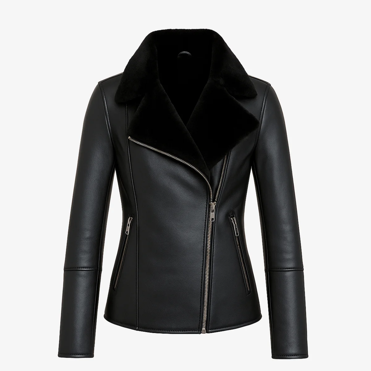 Women's shearling lammy coat black Perfecto