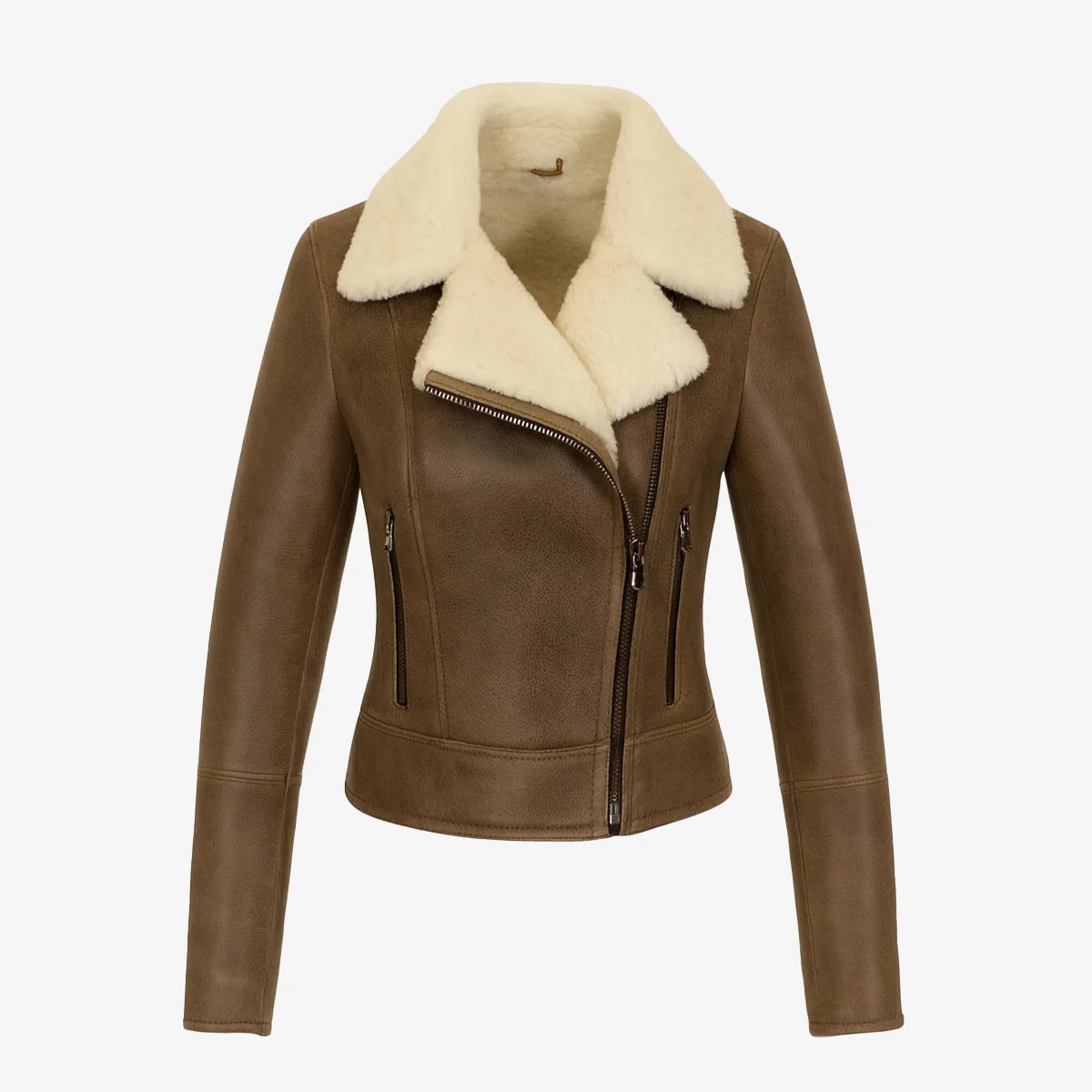 Women's shearling crop coat hazelnut Bronx