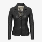 Womens leather black Blazer 24