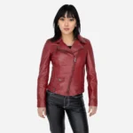 Ladies leather biker jacket red classic Perfecto