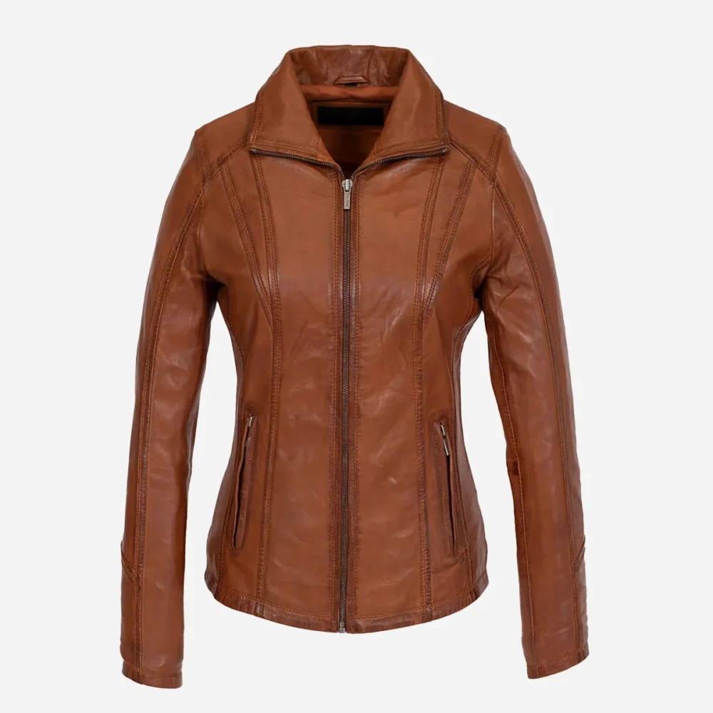 Women's leather jacket brandy 9938 A