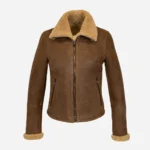 Women's shearling coat cognac crop Kat