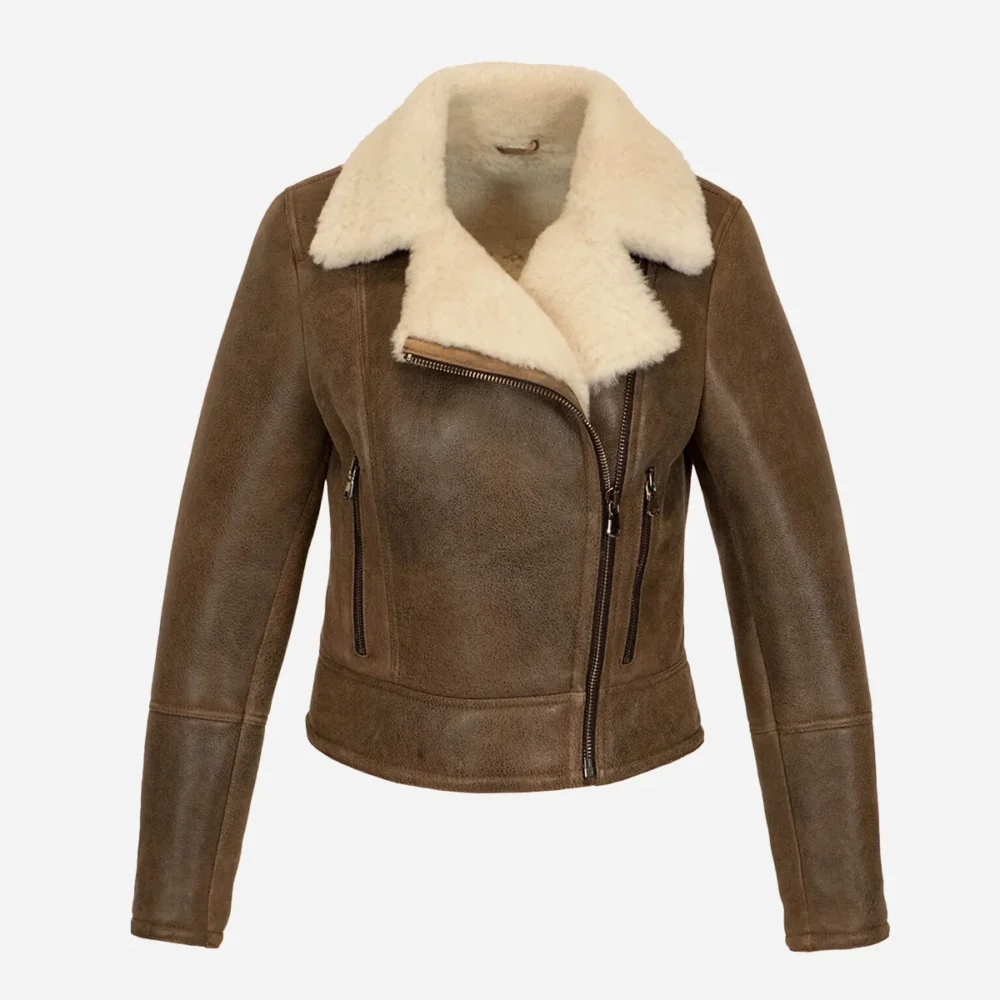 Women's shearling crop coat hazelnut Bronx