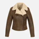 Women's shearling crop coat hazelnut Bronx