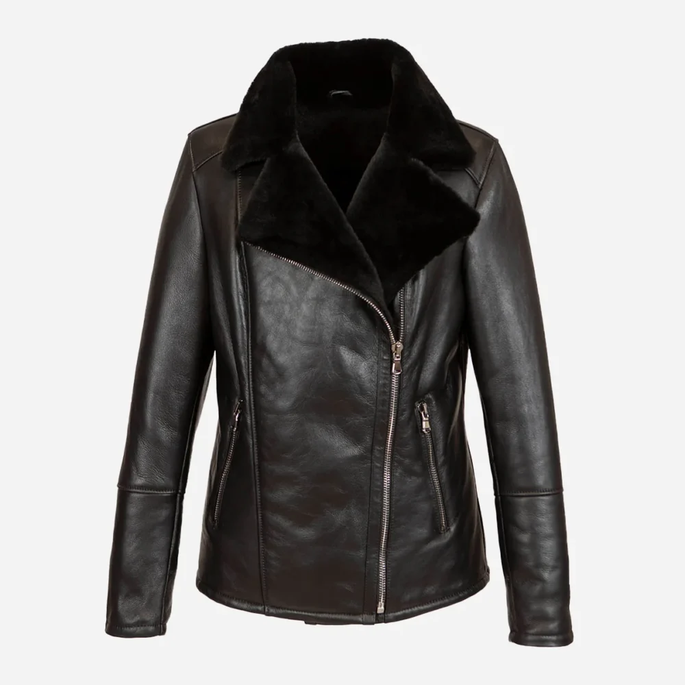 Women's shearling lammy coat black Perfecto