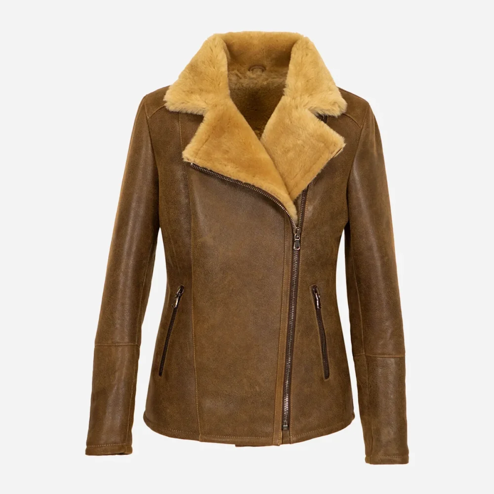 Women's shearling lammy coat light brown Perfecto