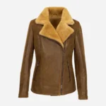 Women's shearling lammy coat light brown Perfecto
