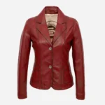 Womens leather Blazer 24 red