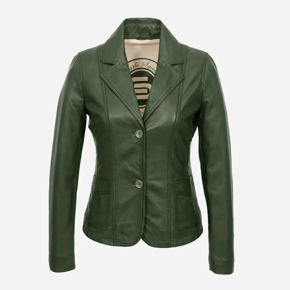 Womens leather green Blazer 24
