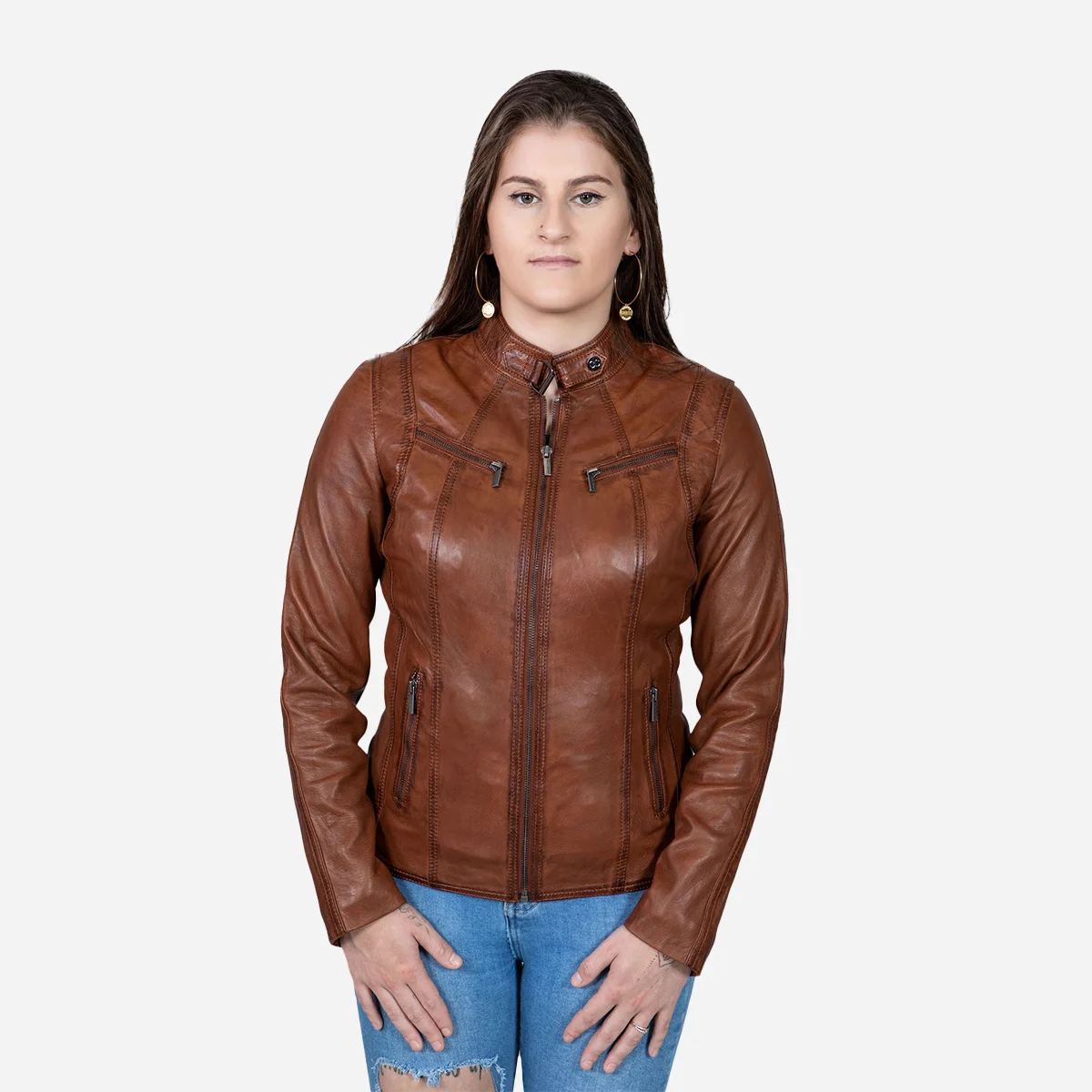 Womens leather jacket brandy 9902