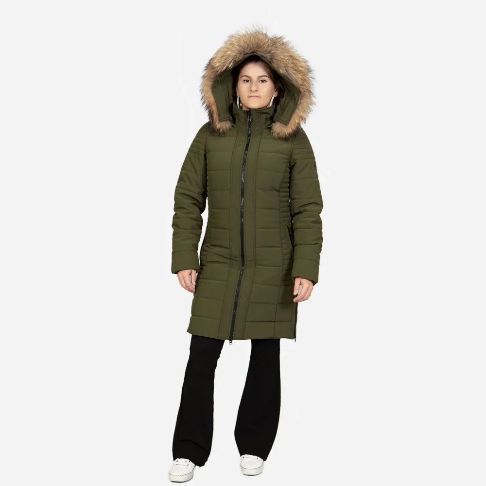 Womens winter jacket long puffer army green