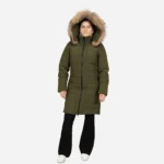 Womens winter jacket long puffer army green