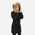 Womens winter jacket long puffer black